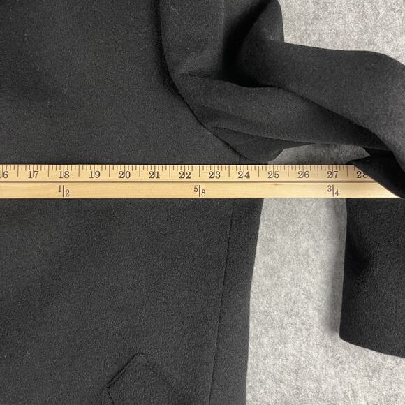 Jos A Bank Wool Pea Coat Overcoat Mens 44R Black Camel Hair Silk Classic - Picture 10 of 16